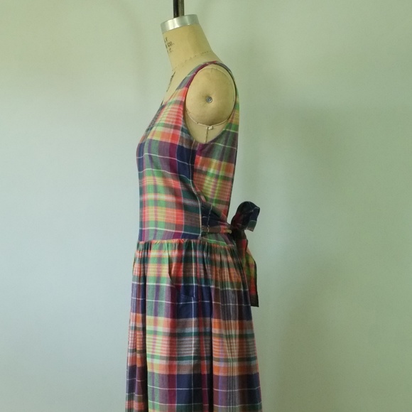 vintage plaid dress | 1980s medium cotton dress - Picture 4 of 14